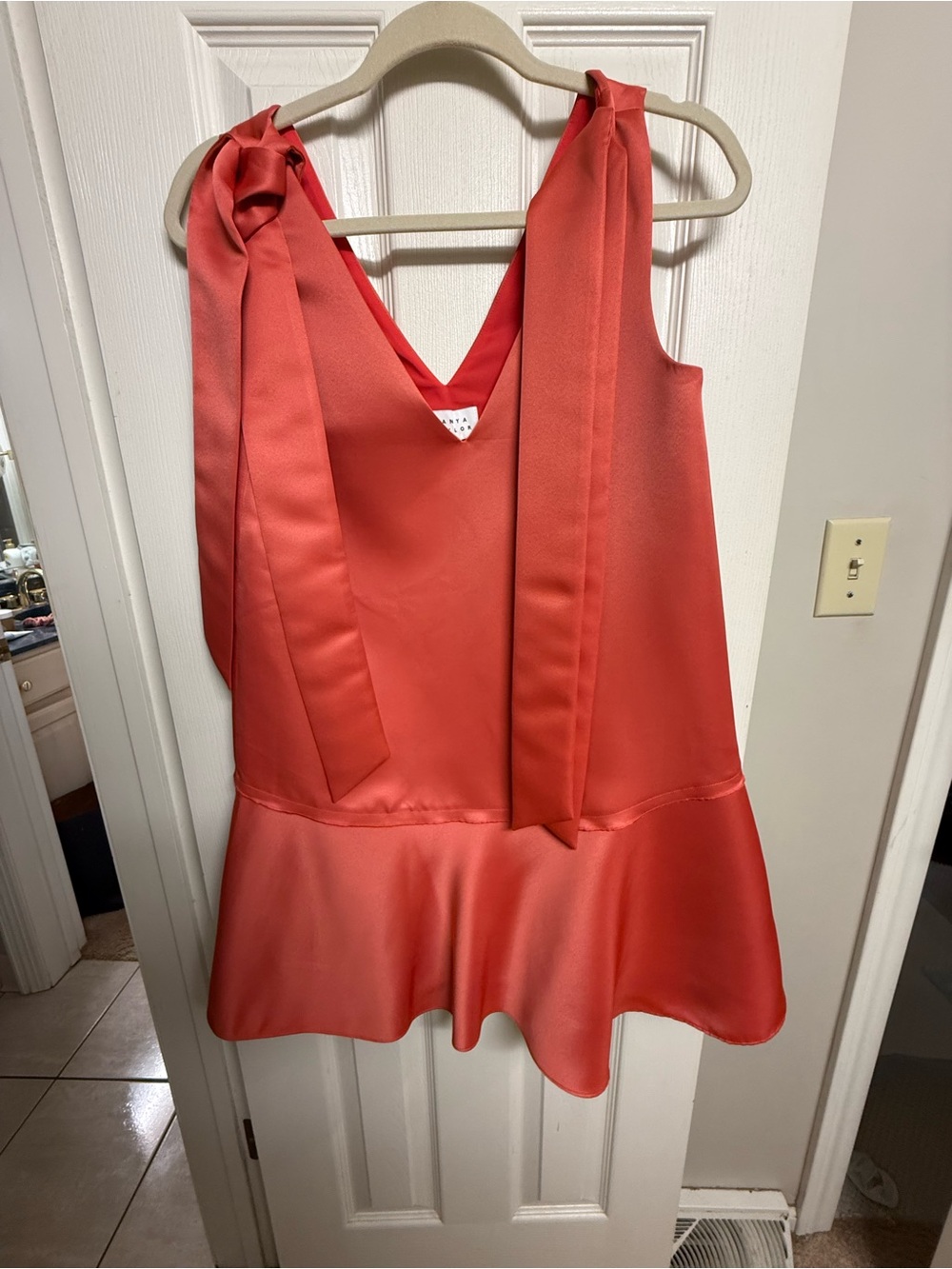 NWT Tanya Taylor Brooke Satin Mini Dress Size 2 Coral
